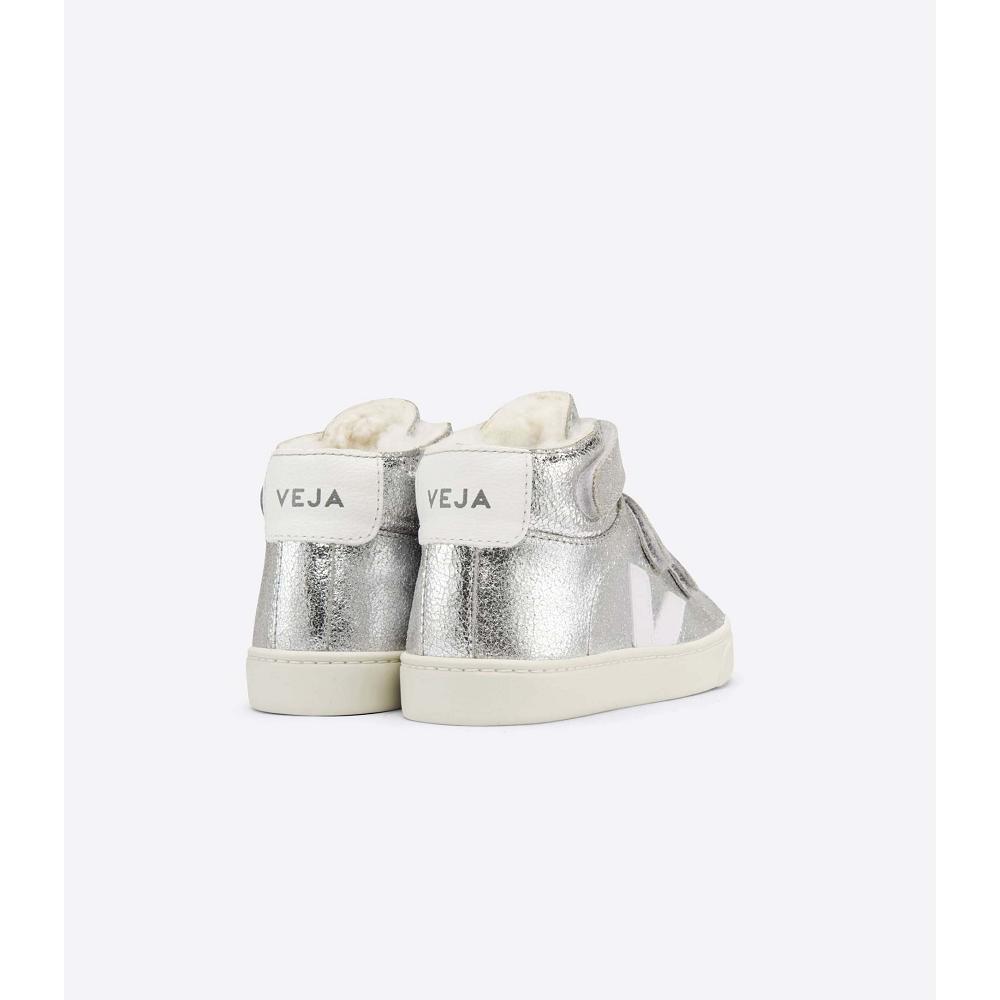 Kids' Veja ESPLAR MID FURED SUEDE Shoes Silver | SG 765WNB